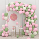 142pcs Sage Green Pink Balloon Arch Kit Olive Blush White Baby Shower Party