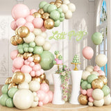 Sage Green Pink Gold Balloon Arch Kit for Birthday Baby Shower Wedding