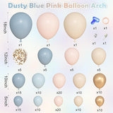 Gender Reveal Balloon Arch Kit 157pcs Dusty Pink Blue Gold Confetti Party