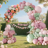 Dusty Pink Green Gold Balloon Arch Kit 132pcs Fairy Baby Shower Birthday Party