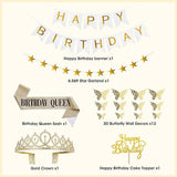 Neutral Gold Birthday Decorations Balloons Tablecloth Banner Garland Boho Party
