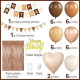Brown Birthday Decorations Balloons Banner Fringe Curtain Heart Foil Balloons Party