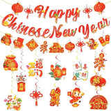 2026 Chinese New Year Banner with Swirl Hanging Decor Year of the Horse Party Supplies