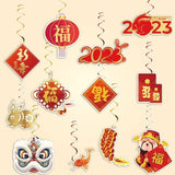 2023 New Year Hanging Swirl Decorations 30pcs Chinese Fu Lantern Rabbit Party Supplies