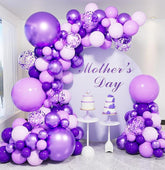 132 PCS Purple Balloons Garland Arch Kit Pastel Metallic Confetti for Party Decor