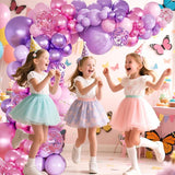 160 PCS Pink Purple Balloon Garland Arch Kit Metallic Confetti Heart Balloons