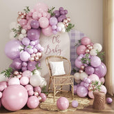 124 PCS Dusty Purple Balloon Arch Kit Pink Lavender Lilac Gold White Party Decor