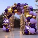 160 Pcs Dusty Purple Gold Balloon Garland Arch Kit with Star Balloons