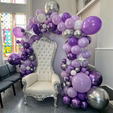 Purple Silver Balloon Arch Kit Lavender Lilac Metallic Balloons Star Foil Party Decor