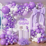 150 Pcs Purple Balloon Garland Arch Kit Lavender Metallic Confetti Silver White Balloons