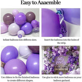 Purple Lavender Balloon Arch Double Stuffed Dark Lilac Clear Balloons Party Decor