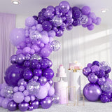 133 Pcs Purple Balloon Garland Kit Metallic Dark Pastel Confetti Balloons Party Decor