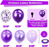Purple Latex Balloon Kit 60 Pcs Dark Metallic Chrome Lavender Lilac Balloons Party Decor