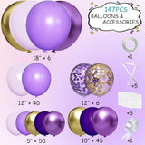 Purple Black Gold Balloon Arch Kit 147 Pcs Different Sizes Party Decor