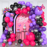 Hot Pink & Purple Balloon Arch Kit: Silver Accent Party Decorations
