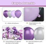 Purple Silver Balloon Arch Kit Metallic Butterfly Balloons Party Decorations