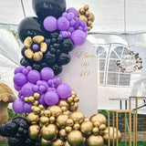 Purple & Black Balloon Garland Kit - 100pcs Party Decorations