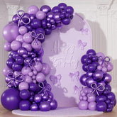 Purple Balloon Garland Arch Kit Macaron Metallic Dark Purple Bow Balloons Party Decorations