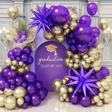 Purple Gold Balloon Arch Kit Dark Purple Metallic Star Balloons Party Decorations