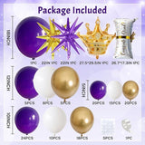 Graduation Balloon Arch Kit 135pcs Purple Gold White Star Party Decorations