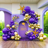Purple and Gold Balloon Garland Kit: Star Balloons, Party Decor