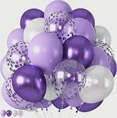 Purple Balloons 55PCS Lavender White Metallic Confetti Pearl for Birthday Baby Shower Wedding Party