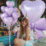 Lavender Heart & Bow Balloons: 10-Piece Foil Balloon Set