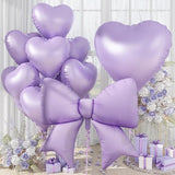 Lavender Heart & Bow Balloons: 10-Piece Foil Balloon Set