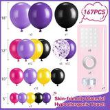 Black Purple Red Yellow Balloon Garland Arch Kit 167PCS for Birthday Baby Shower Party