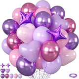 Pink Purple Balloons 50PCS Macaron Heart Star Foil for Birthday Baby Shower Wedding Party