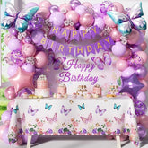 Pink Purple Butterfly Birthday Decorations Pastel Pearl Confetti Balloons Banner Party
