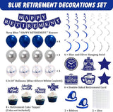 Retirement Party Decorations Blue Silver for Men Women Banner Backdrop Balloons Set