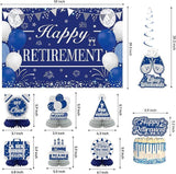 Retirement Party Decorations for Men Women Blue Silver Banner Backdrop Balloons Set