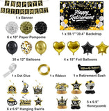 Retirement Party Decorations Black Gold Banner Backdrop Balloons Swirls Centerpiece Set