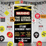 Retirement Decorations for Men Women Caution Banner Balloons Swirls Legend Retired Set