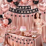 Retirement Party Decorations 44Pcs Rose Gold Banner Sash Crown Balloons Pompoms Set