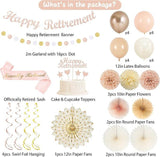 Retirement Decorations for Men and Women Champagne Gold Pink Happy Retirement Banner