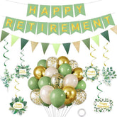 Sage Green Retirement Party Decoration Set: Banner, Balloons & Swirls