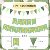 Sage Green Retirement Party Decoration Set: Banner, Balloons & Swirls