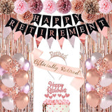 67Pcs Rose Gold Retirement Party Decorations Banner Balloons Cake Toppers