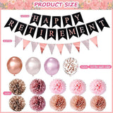 67Pcs Rose Gold Retirement Party Decorations Banner Balloons Cake Toppers