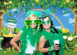 St Patricks Day Photography Backdrop Lucky Green Shamrock Gold Coins Rainbow 82x59 Inch