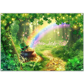 7x5ft Fabric St Patricks Day Photography Backdrop Rainbow Shamrock Gold Coins