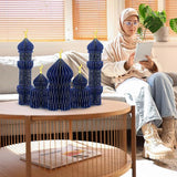 5 PCS Ramadan Party Decorations 3D Honeycomb Centerpieces Eid Mubarak Table Décor Blue
