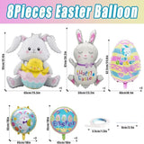 Easter Balloons Set of 8 Bunny Egg Mylar Happy Easter Party Decor Supplies