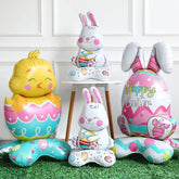 Easter Standing Foil Balloons: Bunny, Chick, Egg, Carrot Decor Set