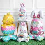 Easter Standing Foil Balloons: Bunny, Chick, Egg, Carrot Decor Set