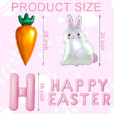 Pink Easter Balloons Set of 15 Bunny Rabbit Carrot Foil Party Decor Supplies