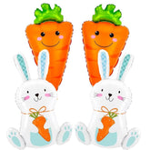 Easter Balloons Set Large Bunny Carrot Foil Party Decor Supplies for Events