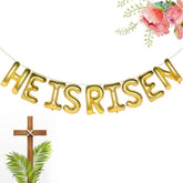 He Is Risen Gold Letter Balloons 16 Inch Easter Foil Party Decor Supplies